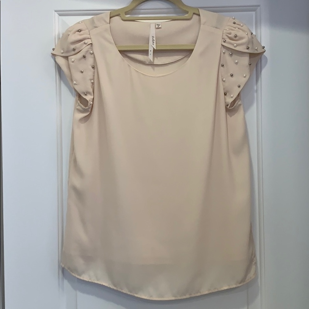 Beaded embellishment cap sleeve blouse